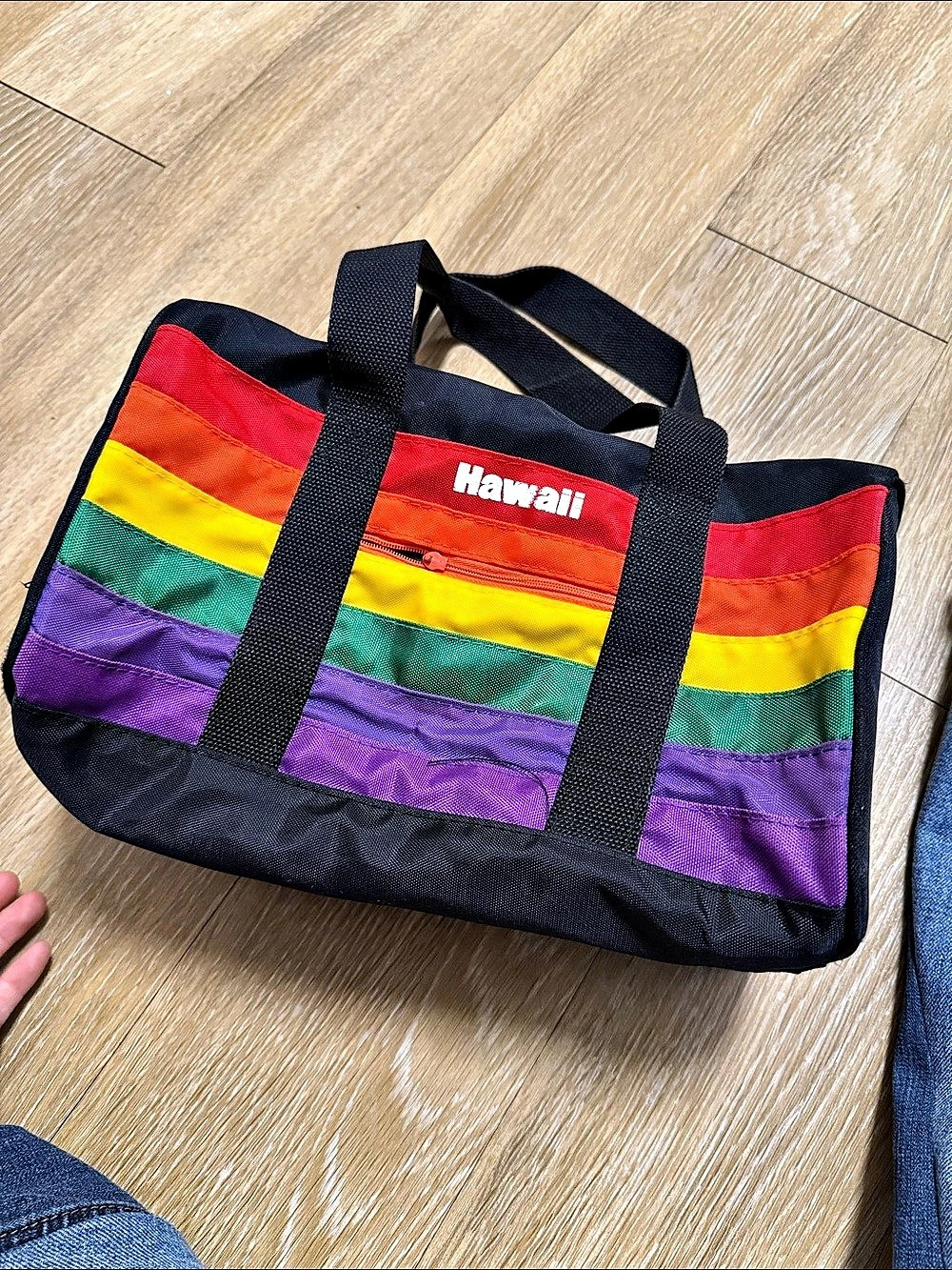 Vintage Hawaii Rainbow Striped Tote Bag